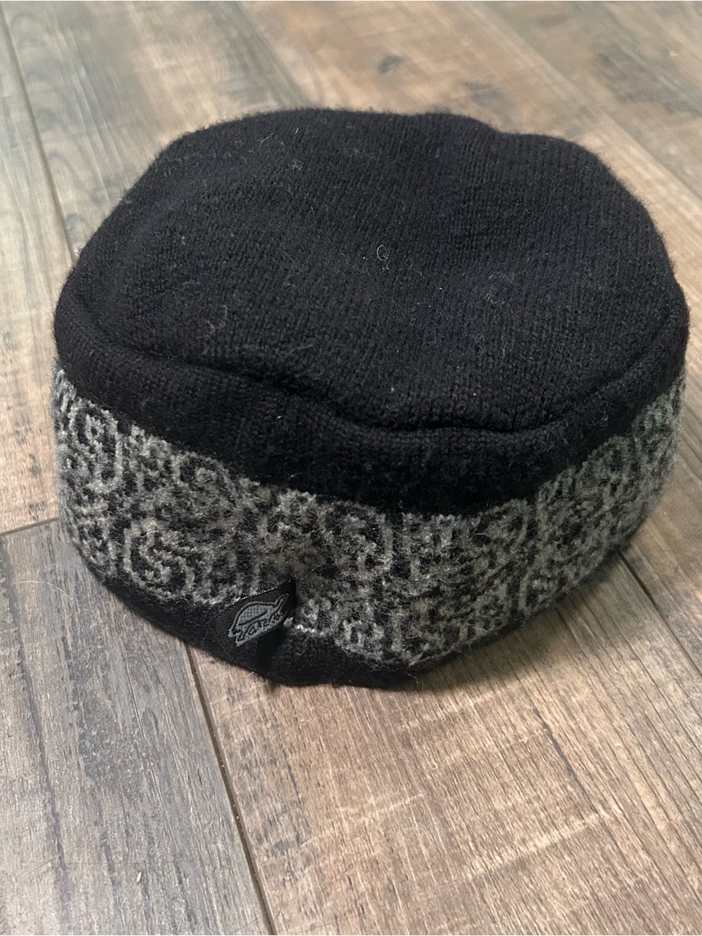 Turtle Fur Fleece‎ Lined Wool Knitted Hat Black Gray Made In Italy